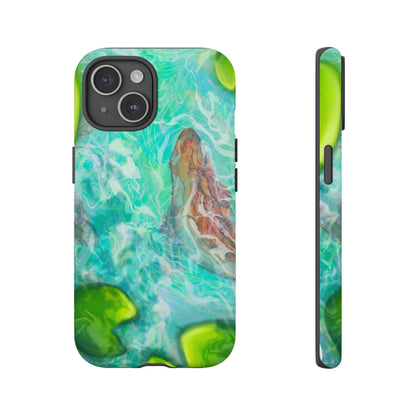 Watercolor Phone Case, Nature Lover Gift, Tough Phone Cover, Phone Accessory, Unique Design for Spring/Summer, Lily Pad, Fish Pond