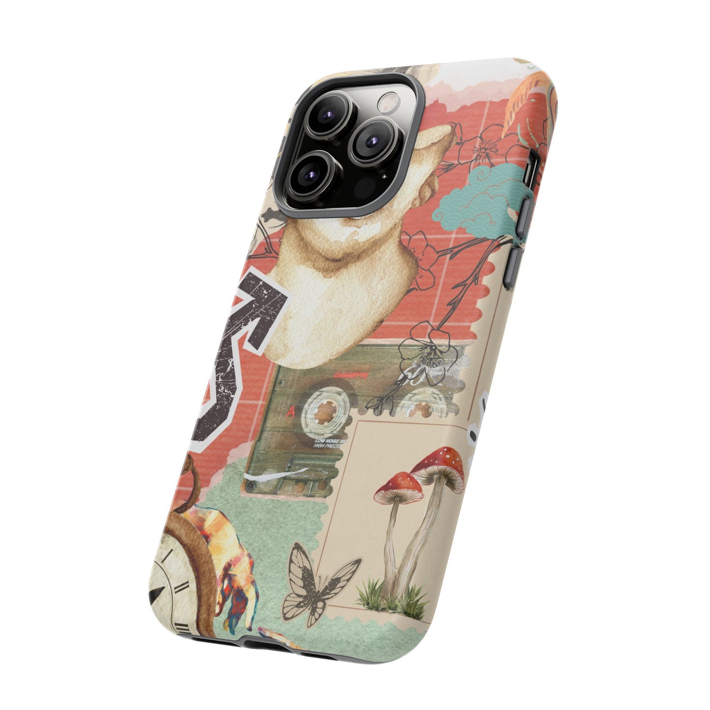 Artistic iPhone Case, Tough Cases with Vintage Design, Unique Phone Cover, Gift for Art Lovers, Protective Case for All Occasions, Vintage Collage Art