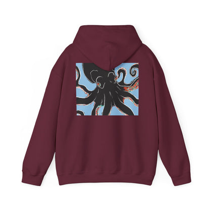 Zen Frog Octopus Unisex Heavy Blend Hooded Sweatshirt, Cozy Graphic Hoodie, Gift for Ocean Lovers, Unique Casual Wear, Relaxed Style