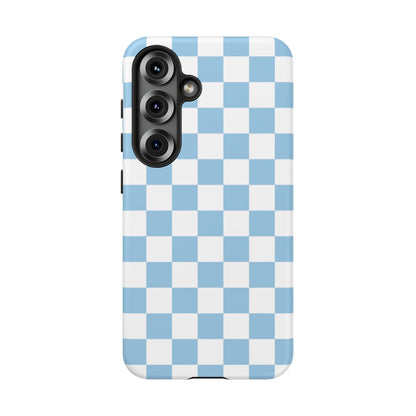Blue Checkered Phone Case, Tough Phone Cover, Stylish Mobile Protector, Unique Gift for Him/Her, Trendy Accessories for Holidays