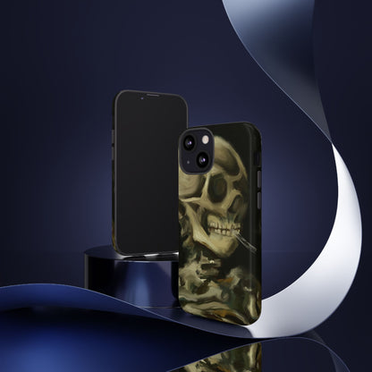 Skull Phone Case - Tough Cases, Macabre Style, Unique Accessories, Perfect for Halloween, Gothic Decor, Edgy Gift Idea | Van Gogh Reimagined, Abstract Twist on  Van Gogh's Skeleton with Burning Cigarette