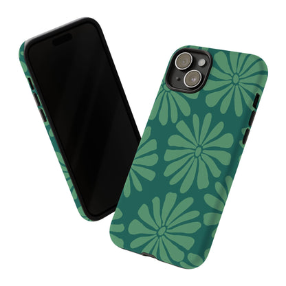 Stylish iPhone Case, Floral Phone Cover, Tough Phone Cases, Green Daisy Design, Unique Gift for Her, Spring Accessories