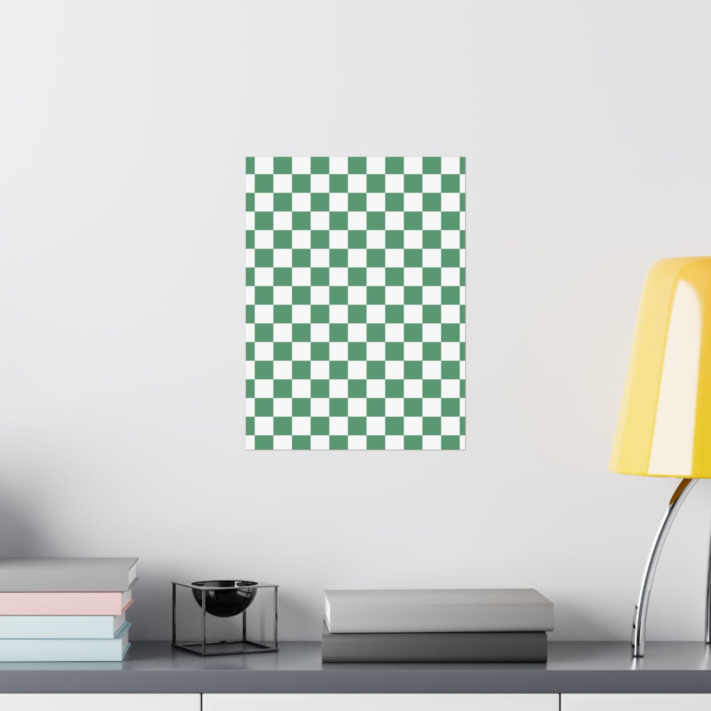 Green Checkerboard Matte Vertical Posters | Home Decor, Wall Art, Living Room Accent, Patterned Prints, Gift for Art Lovers