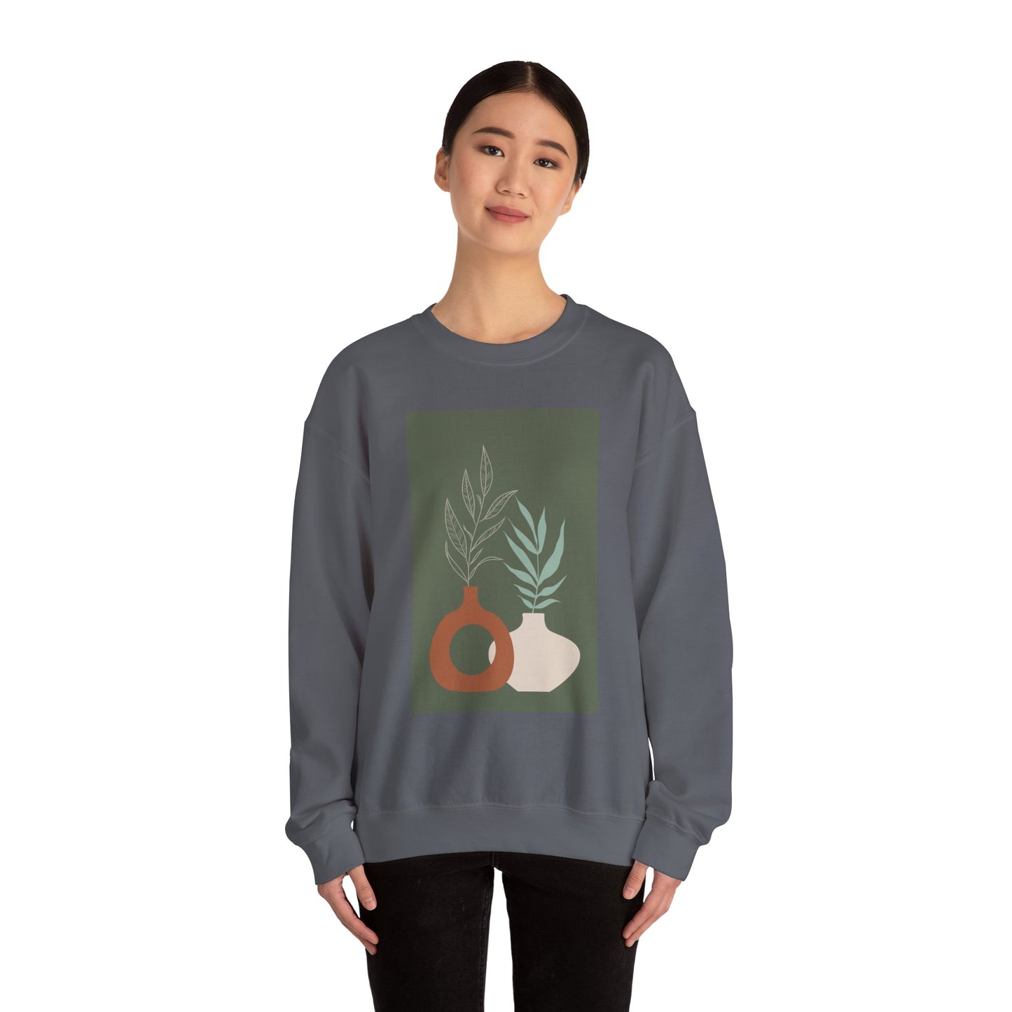 Botanical Minimalist Crewneck Sweatshirt, Cozy Unisex Pullover, Nature-Inspired Gift, Fall Fashion, Comfortable Layering Piece