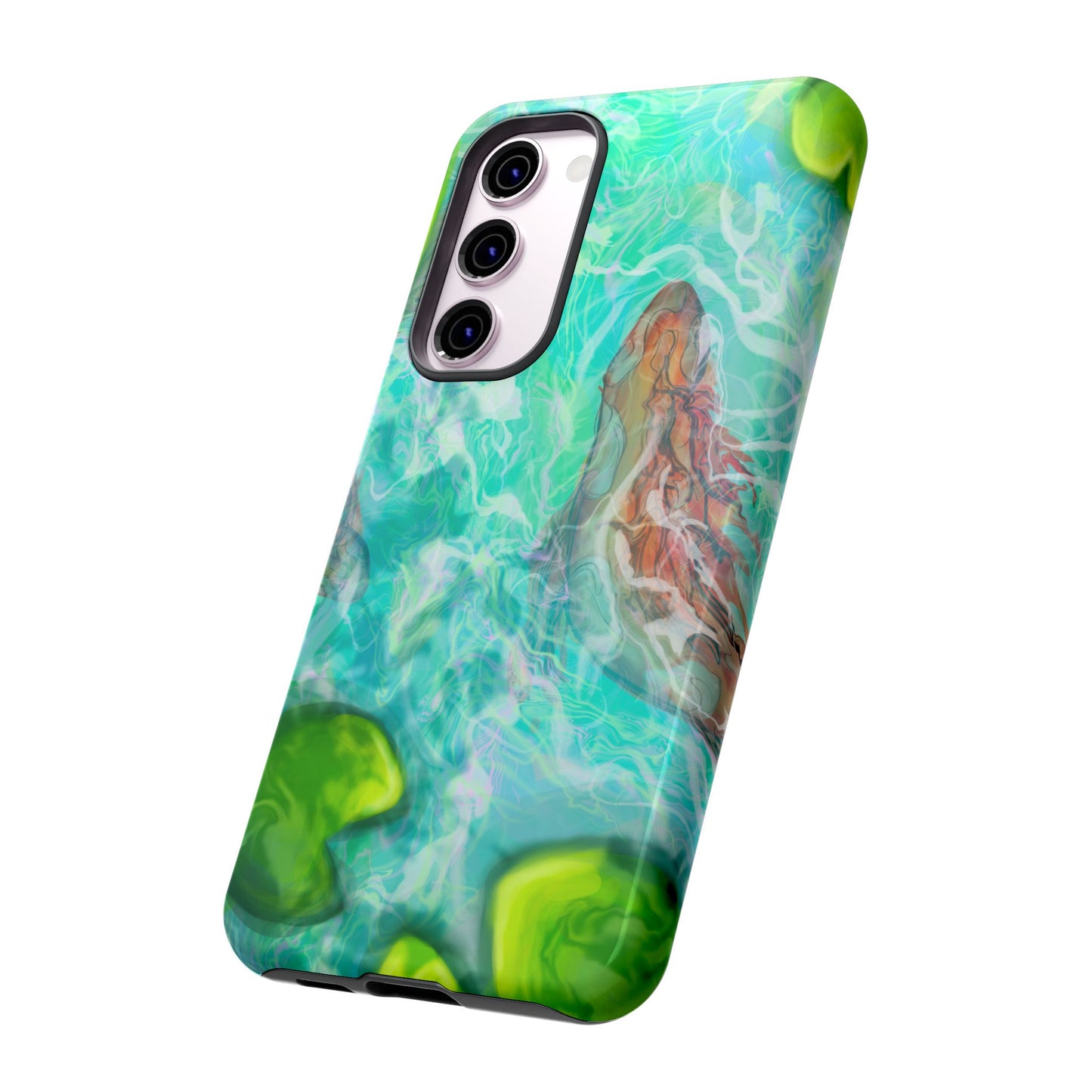 Watercolor Phone Case, Nature Lover Gift, Tough Phone Cover, Phone Accessory, Unique Design for Spring/Summer, Lily Pad, Fish Pond