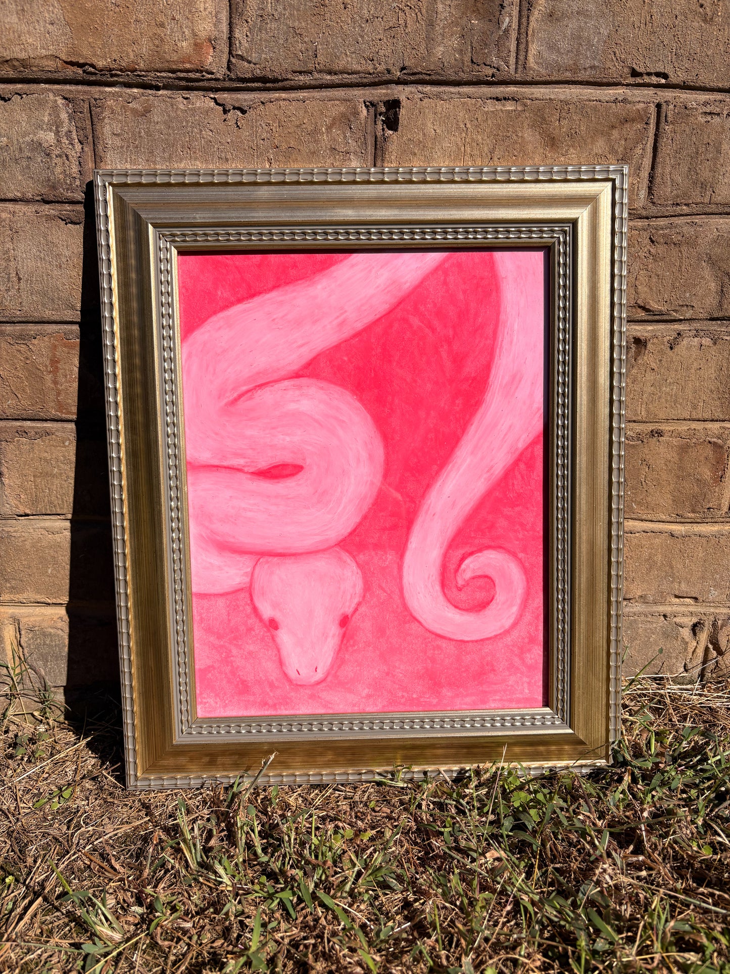 “Coiled in Rosé” — Original 11x14 Oil Pastel Artwork