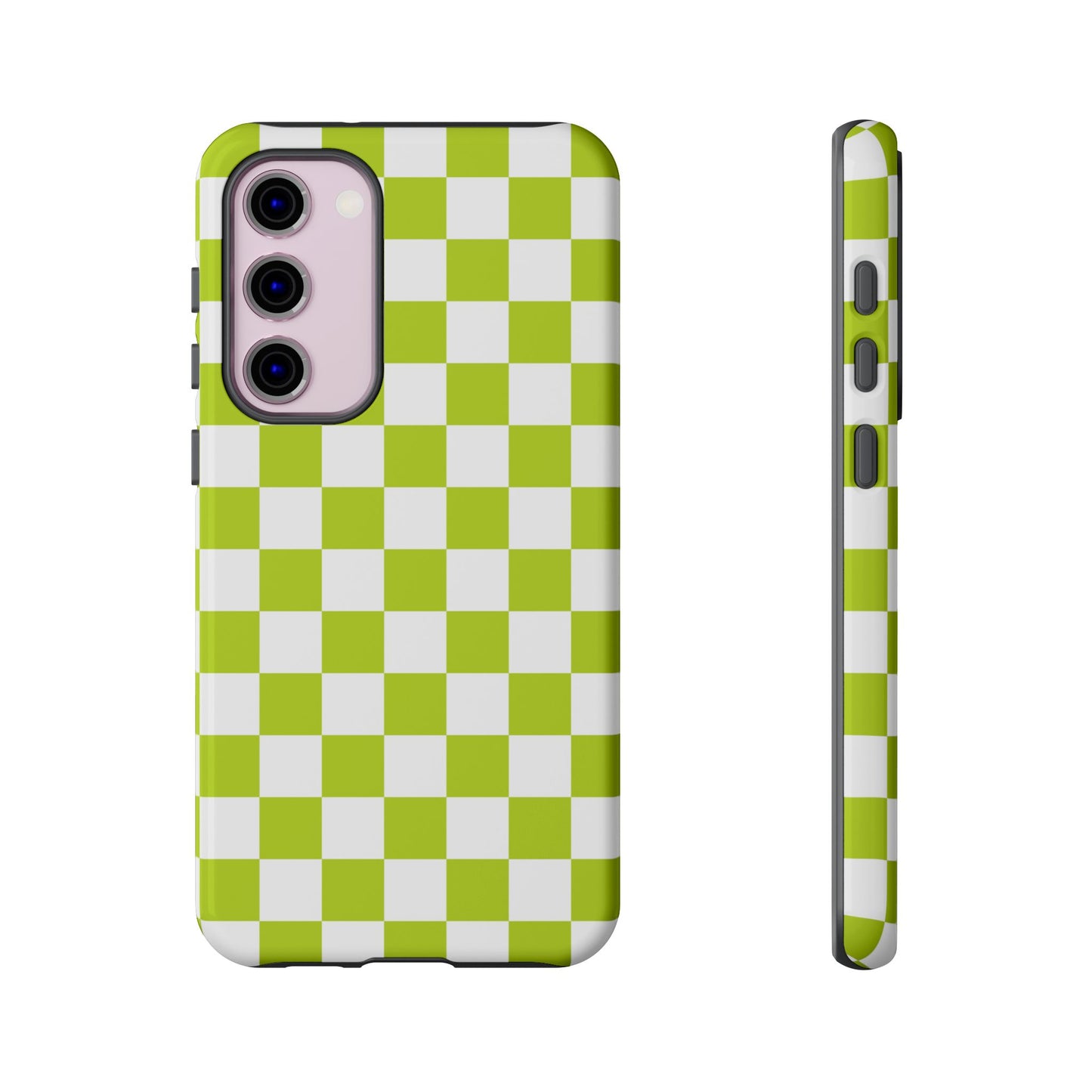 Lively Checker Pattern Phone Case | Tough Cases, Green Checkered Design, Unique Cell Phone Cover, Trendy Accessory, Gift Idea