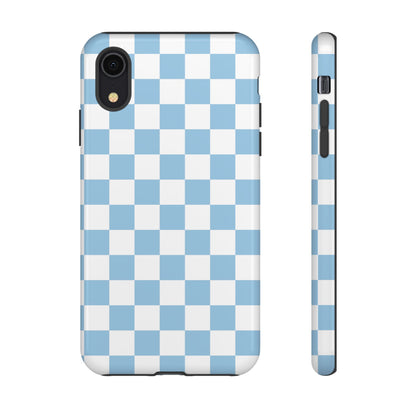 Blue Checkered Phone Case, Tough Phone Cover, Stylish Mobile Protector, Unique Gift for Him/Her, Trendy Accessories for Holidays