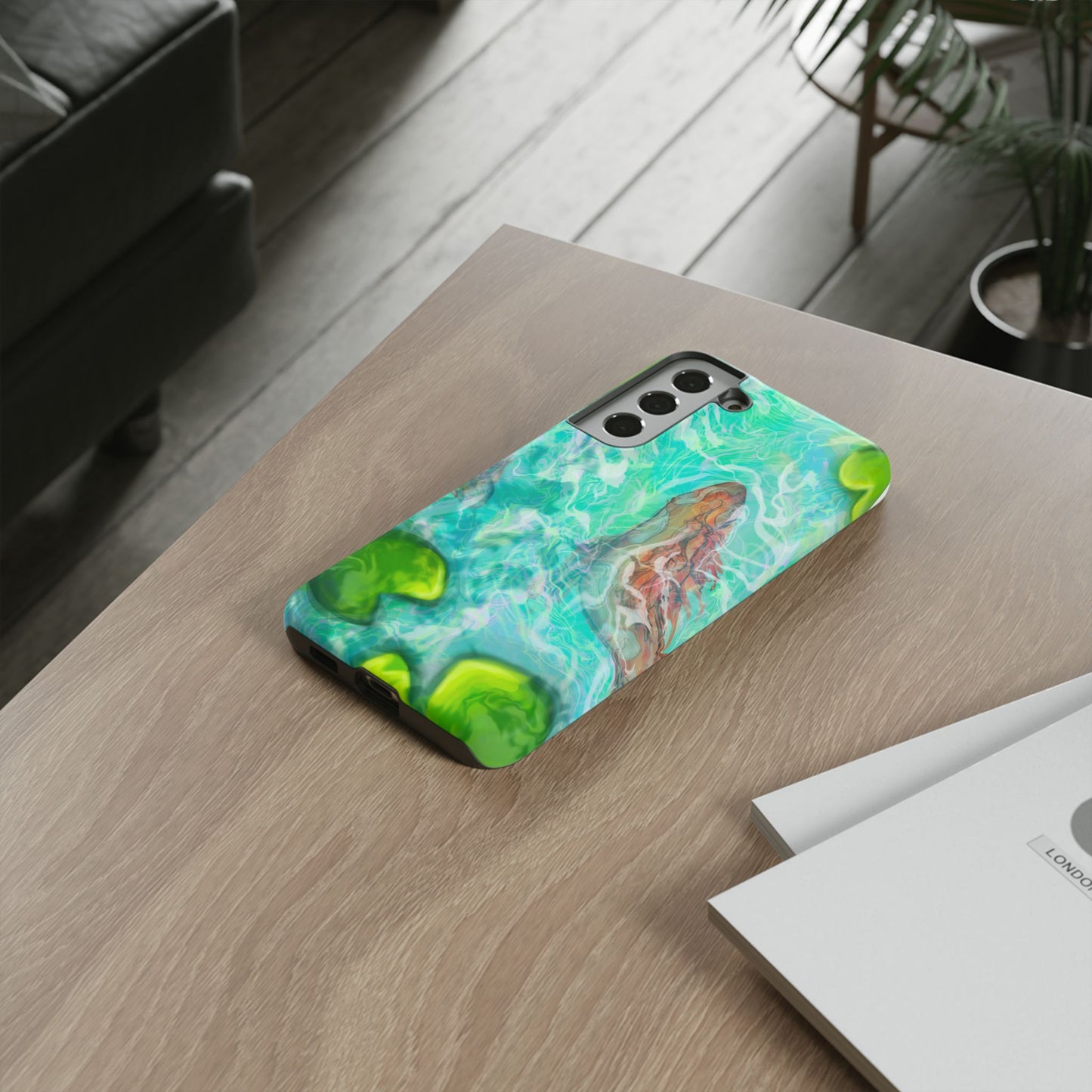 Watercolor Phone Case, Nature Lover Gift, Tough Phone Cover, Phone Accessory, Unique Design for Spring/Summer, Lily Pad, Fish Pond