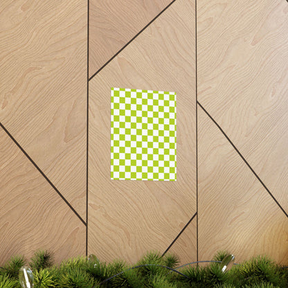 Green Checkerboard Wall Art Prints, Modern Home Decor, Minimalist Room Styling, Artistic Gifts for Any Occasion, Chic Decorative Posters