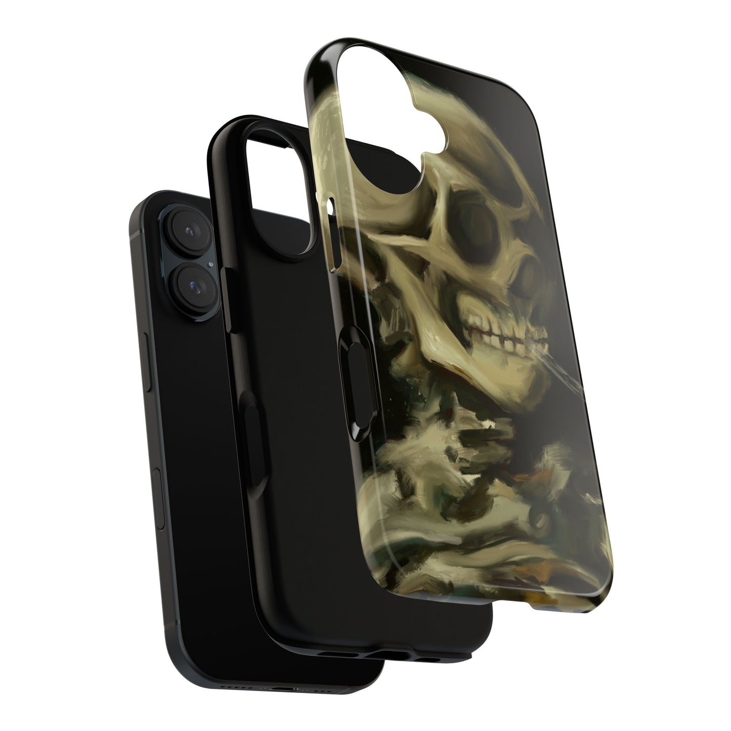 Skull Phone Case - Tough Cases, Macabre Style, Unique Accessories, Perfect for Halloween, Gothic Decor, Edgy Gift Idea | Van Gogh Reimagined, Abstract Twist on  Van Gogh's Skeleton with Burning Cigarette