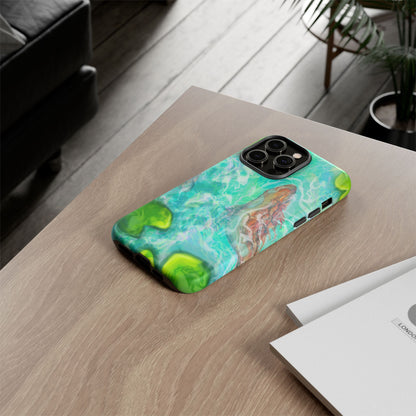 Watercolor Phone Case, Nature Lover Gift, Tough Phone Cover, Phone Accessory, Unique Design for Spring/Summer, Lily Pad, Fish Pond
