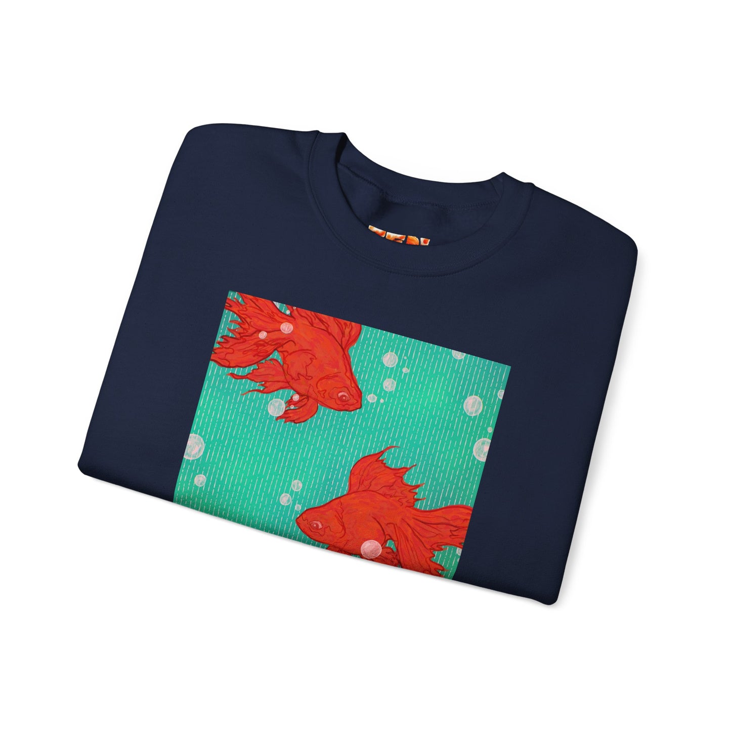 Colorful Fish Graphic Crewneck Sweatshirt, Cozy Unisex Sweater, Fun Graphic Top, Ideal Gift for Fish Lovers, Casual Everyday Wear, Comfy Goldfish Crewneck