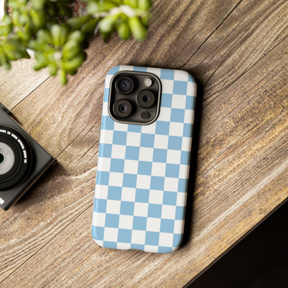 Blue Checkered Phone Case, Tough Phone Cover, Stylish Mobile Protector, Unique Gift for Him/Her, Trendy Accessories for Holidays