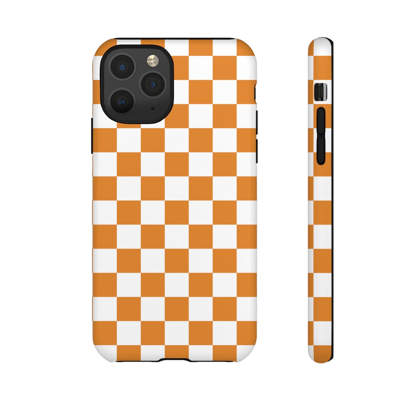 Orange Checkerboard Phone Case, Stylish Tough Cases for Protection, Gift for Friends, Trendy Cell Phone Accessories, Statement Tech Gear