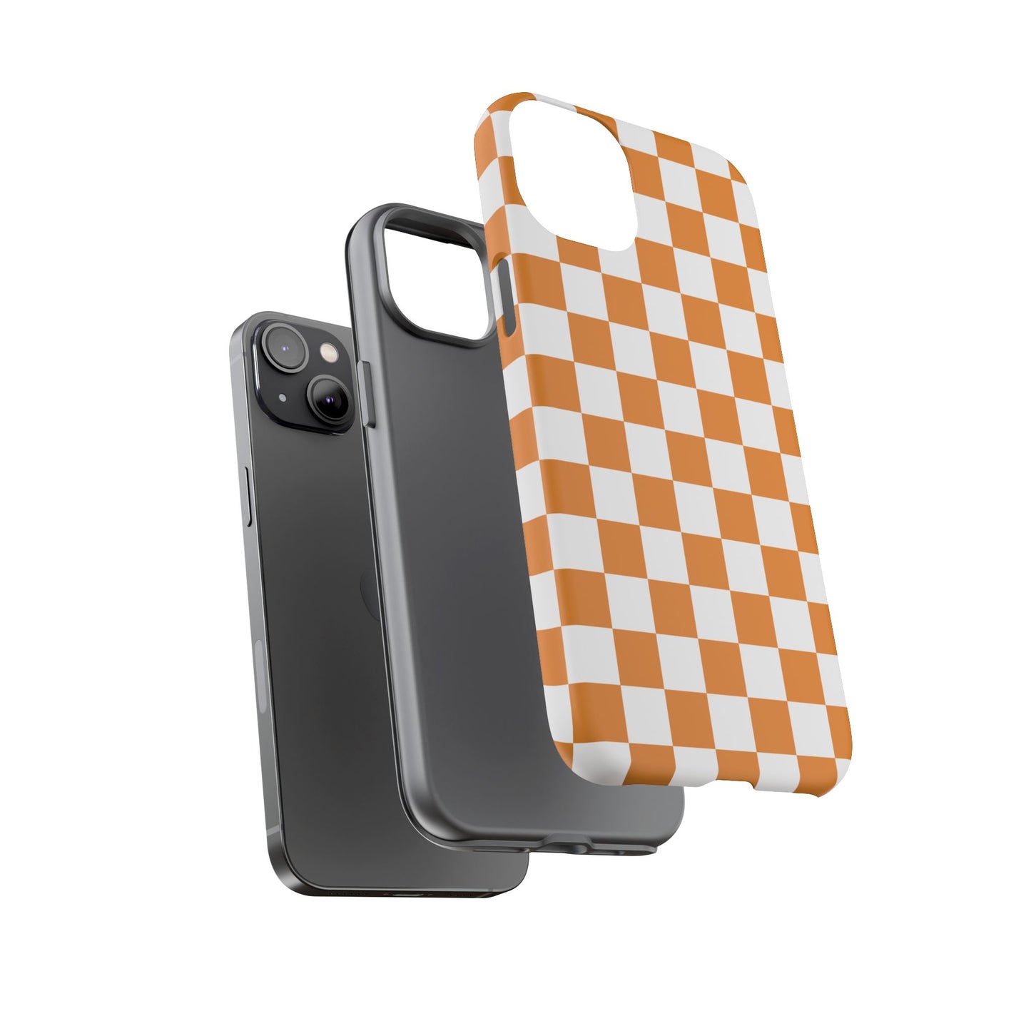 Orange Checkerboard Phone Case, Stylish Tough Cases for Protection, Gift for Friends, Trendy Cell Phone Accessories, Statement Tech Gear