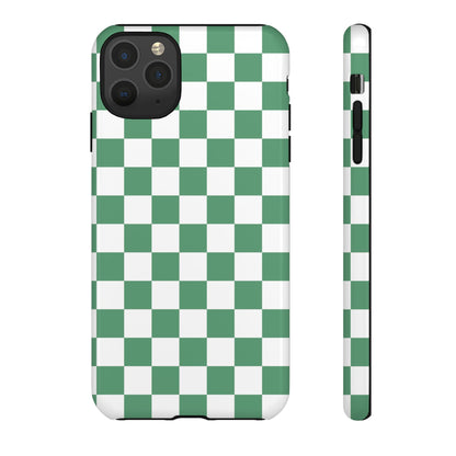 Stylish Phone Case - Green Checker Print, Trendy Phone Cover, Unique Gift, Modern Accessories, Eco-Friendly Case