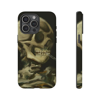 Skull Phone Case - Tough Cases, Macabre Style, Unique Accessories, Perfect for Halloween, Gothic Decor, Edgy Gift Idea | Van Gogh Reimagined, Abstract Twist on  Van Gogh's Skeleton with Burning Cigarette