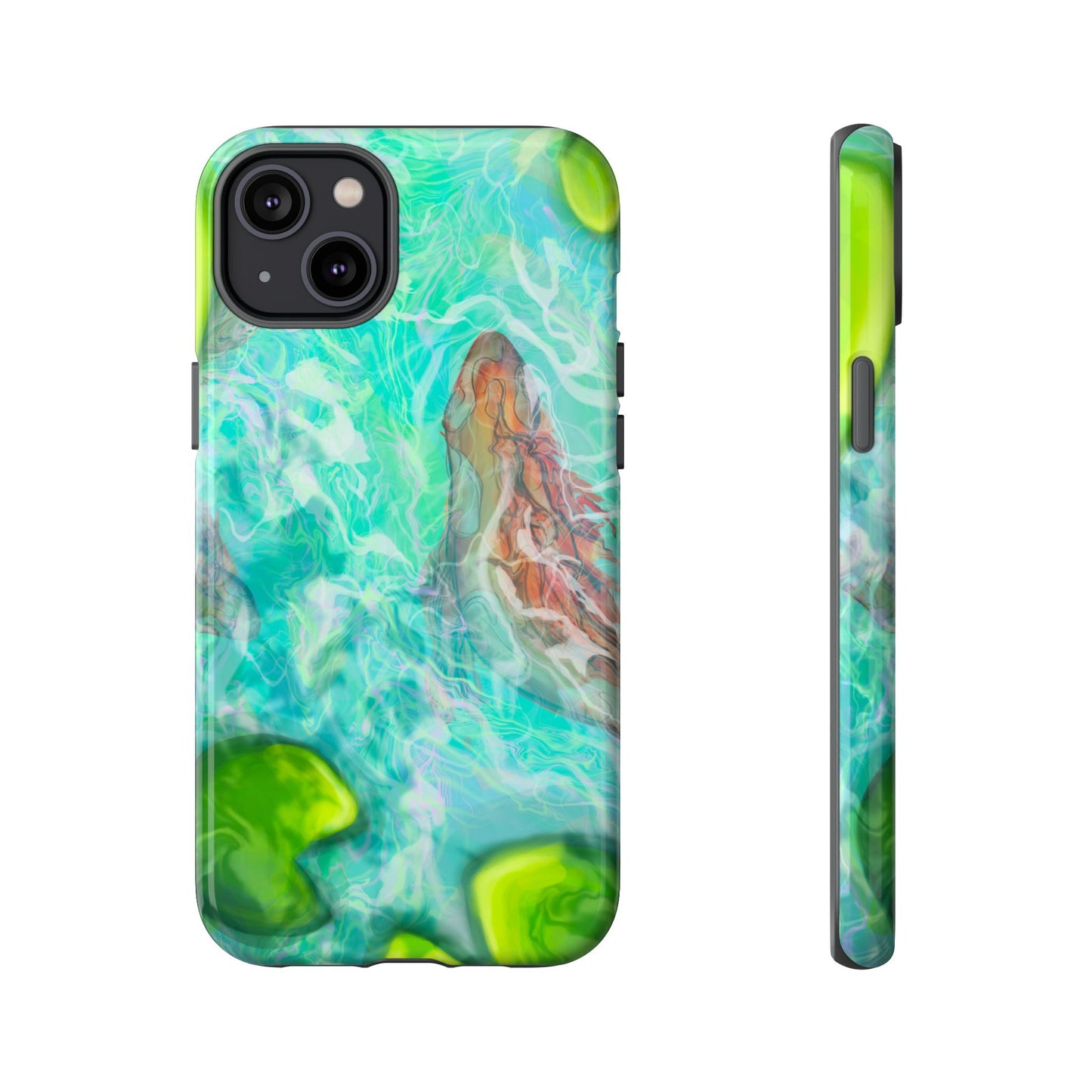 Watercolor Phone Case, Nature Lover Gift, Tough Phone Cover, Phone Accessory, Unique Design for Spring/Summer, Lily Pad, Fish Pond