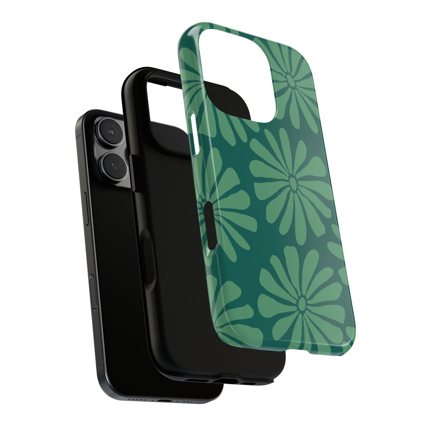 Stylish iPhone Case, Floral Phone Cover, Tough Phone Cases, Green Daisy Design, Unique Gift for Her, Spring Accessories