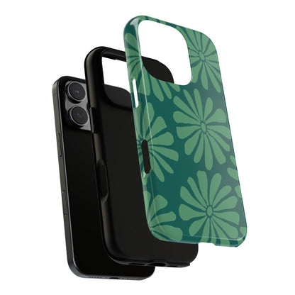 Stylish iPhone Case, Floral Phone Cover, Tough Phone Cases, Green Daisy Design, Unique Gift for Her, Spring Accessories