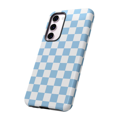 Blue Checkered Phone Case, Tough Phone Cover, Stylish Mobile Protector, Unique Gift for Him/Her, Trendy Accessories for Holidays