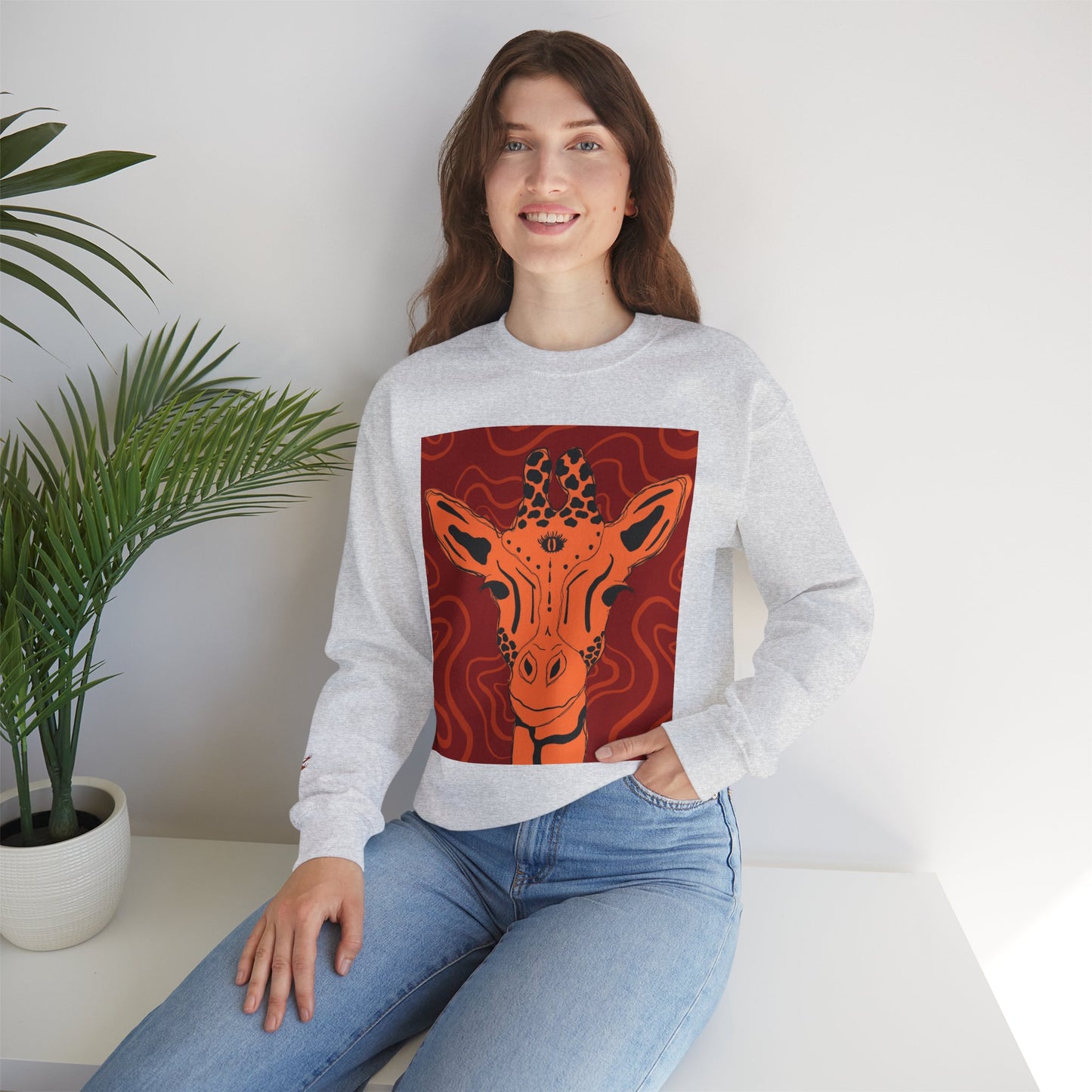 Giraffe Art Crewneck Sweatshirt, Cozy Giraffe Sweatshirt, Animal Lover Gift, Unique Sweatshirt for Friends, Cute Animal Apparel