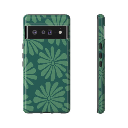 Stylish iPhone Case, Floral Phone Cover, Tough Phone Cases, Green Daisy Design, Unique Gift for Her, Spring Accessories