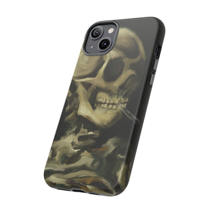 Skull Phone Case - Tough Cases, Macabre Style, Unique Accessories, Perfect for Halloween, Gothic Decor, Edgy Gift Idea | Van Gogh Reimagined, Abstract Twist on  Van Gogh's Skeleton with Burning Cigarette