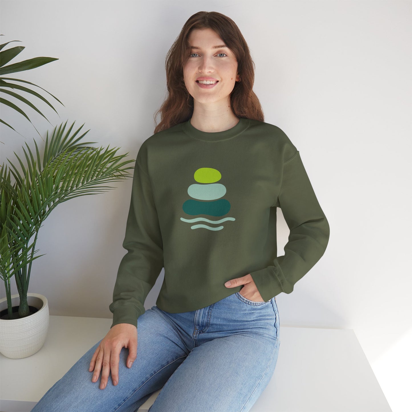 Serene Stones Unisex Crewneck Sweatshirt, Cozy Sweatshirt, Relaxation Apparel, Casual Wear, Mindfulness Gift