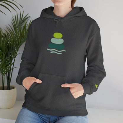 Serene Stacked Stones Hoodie, Unisex Sweatshirt for Mindfulness, Cozy Layer for Relaxation, Gift for Yoga Lovers, Perfect for Meditation