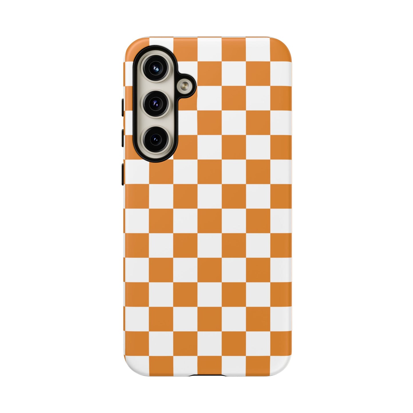 Orange Checkerboard Phone Case, Stylish Tough Cases for Protection, Gift for Friends, Trendy Cell Phone Accessories, Statement Tech Gear