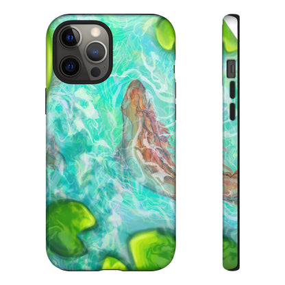 Watercolor Phone Case, Nature Lover Gift, Tough Phone Cover, Phone Accessory, Unique Design for Spring/Summer, Lily Pad, Fish Pond
