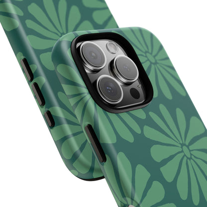 Stylish iPhone Case, Floral Phone Cover, Tough Phone Cases, Green Daisy Design, Unique Gift for Her, Spring Accessories