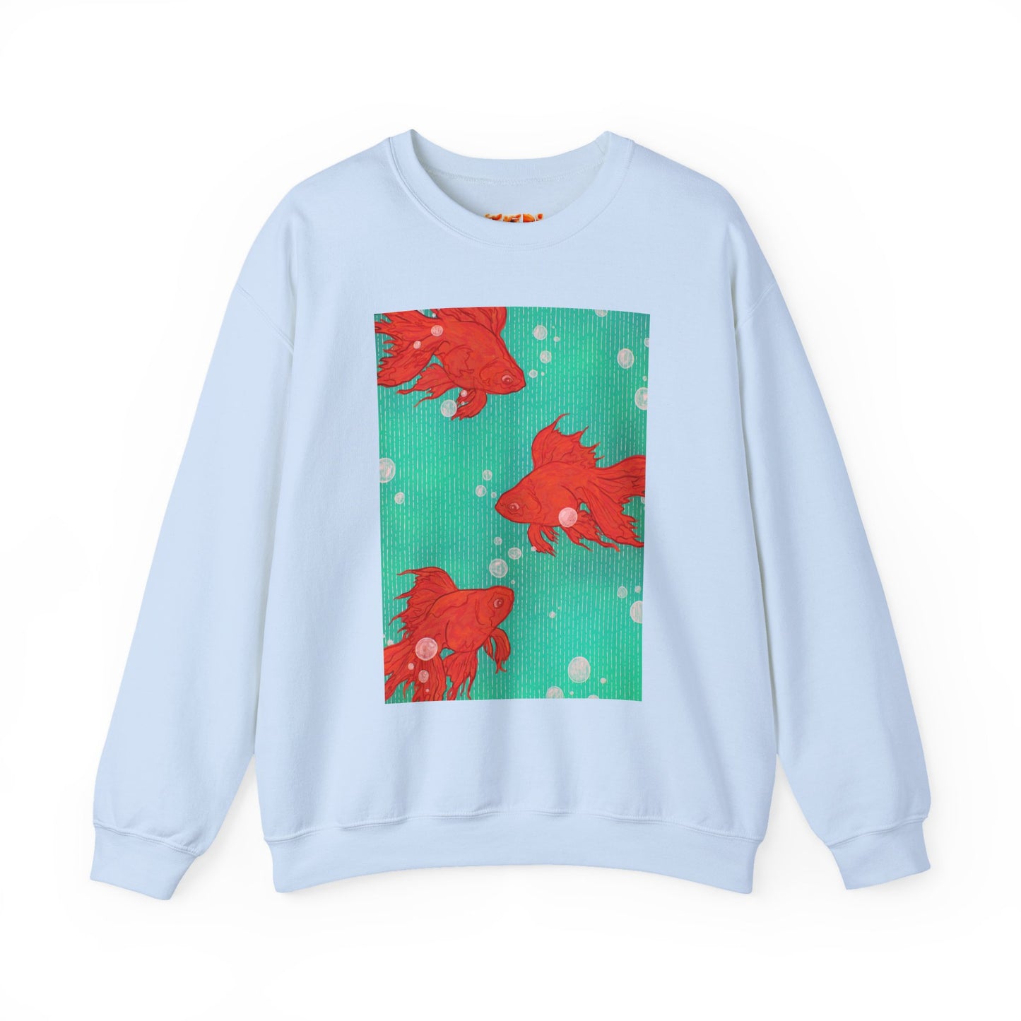 Colorful Fish Graphic Crewneck Sweatshirt, Cozy Unisex Sweater, Fun Graphic Top, Ideal Gift for Fish Lovers, Casual Everyday Wear, Comfy Goldfish Crewneck