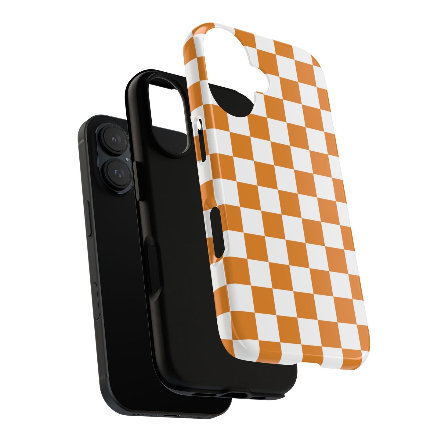 Orange Checkerboard Phone Case, Stylish Tough Cases for Protection, Gift for Friends, Trendy Cell Phone Accessories, Statement Tech Gear