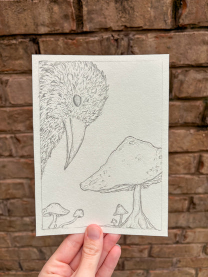 “Between Wing and Earth” — Original 5x7 Graphite Artwork