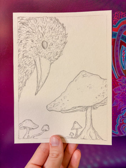 “Between Wing and Earth” — Original 5x7 Graphite Artwork