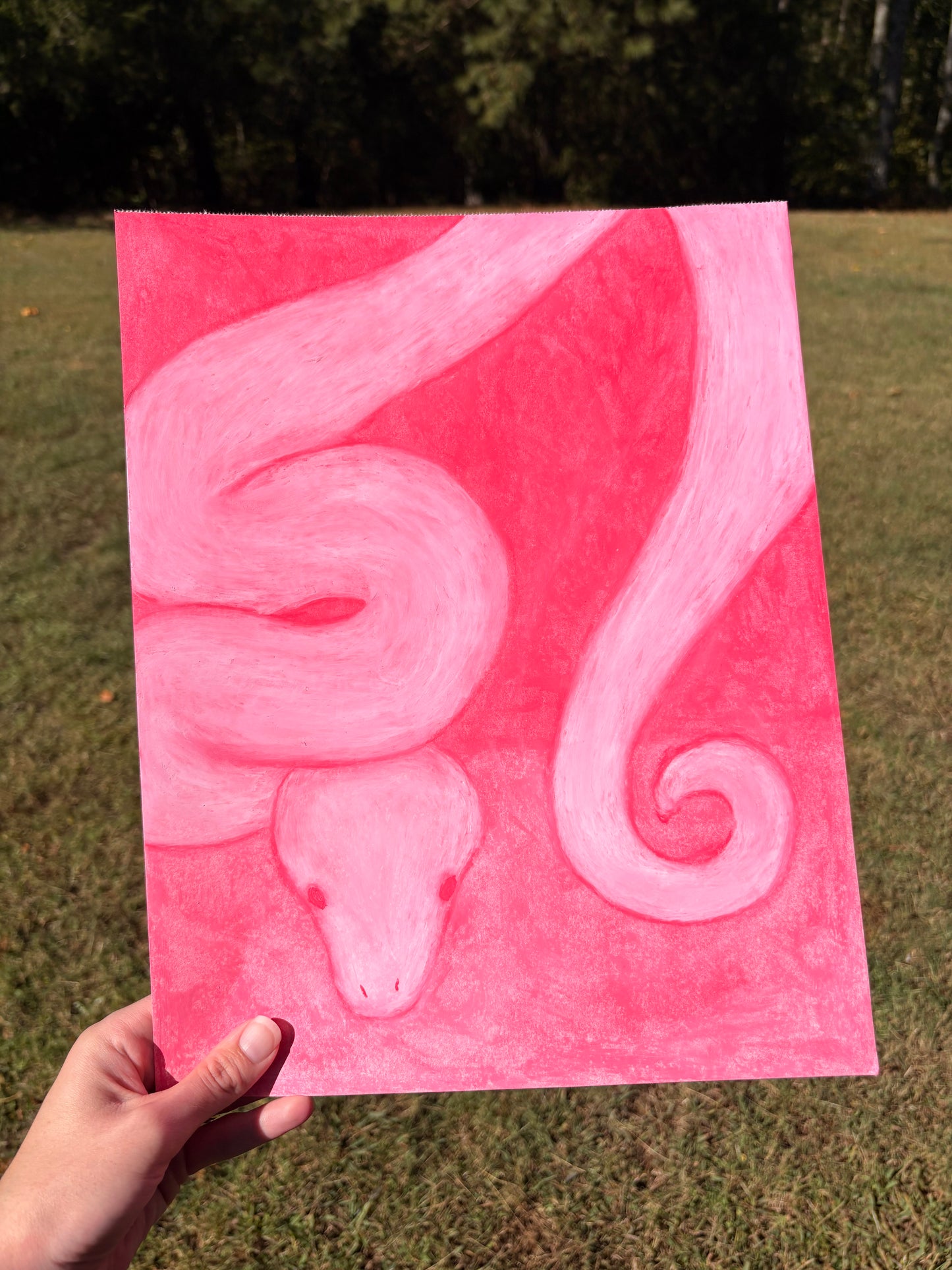 “Coiled in Rosé” — Original 11x14 Oil Pastel Artwork