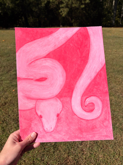 “Coiled in Rosé” — Original 11x14 Oil Pastel Artwork