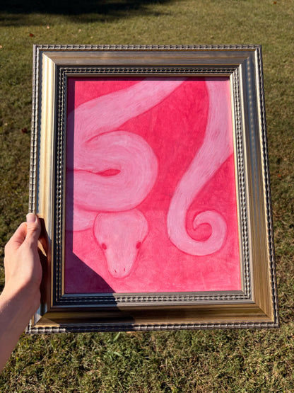 “Coiled in Rosé” — Original 11x14 Oil Pastel Artwork
