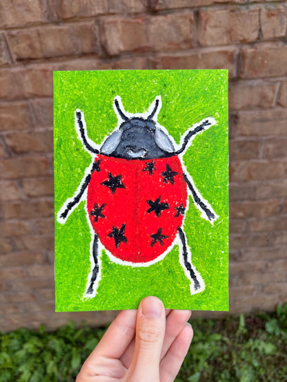 “Tiny Wanderer” — Original 5x7 Oil Pastel Artwork