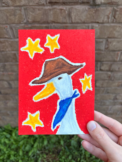 “Star of the Coop” — Original 5x7 Oil Pastel Artwork