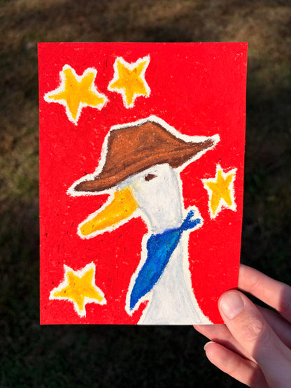 “Star of the Coop” — Original 5x7 Oil Pastel Artwork